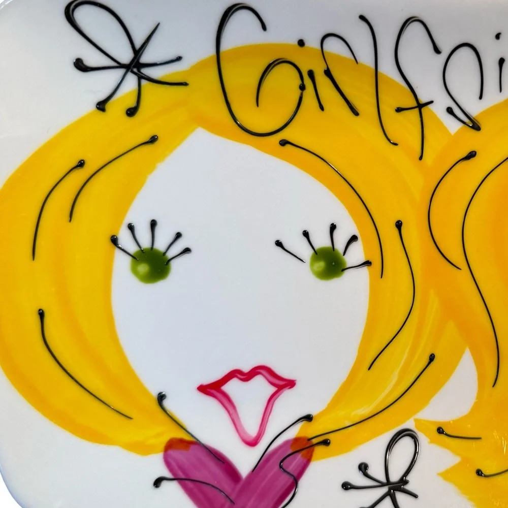 Cordon Bleu EUC Whimsical Colorful Ceramic Girlfriends Hand Painted Art Plate